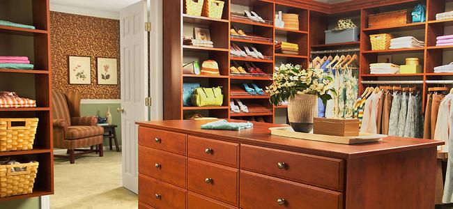 Cherry Walk In Closet Design